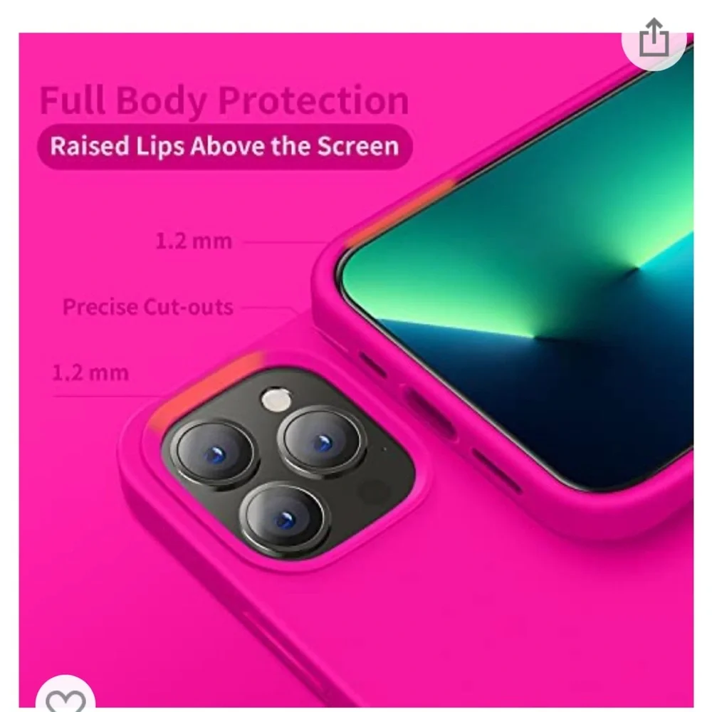 AMAZON Neon Bright Pink iPhone 13 Pro Thin Protective Silicon Shockproof Case